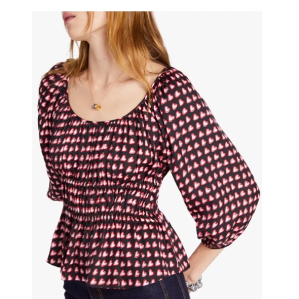 Kate Spade Fancy Hearts Riviera long sleeve top